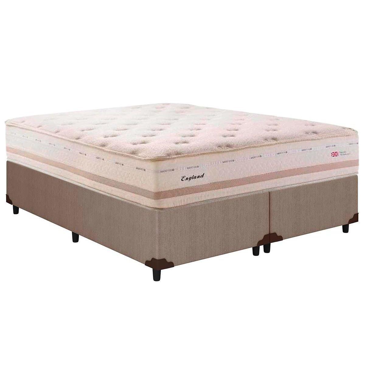 Cama Box Queen Colchao Molas Herval Maxspring England Base Crc Courano Clean 158x198