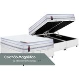 Cama Box Bau King Colchao Molas Ensacadas Castor Molas Ensacadas Gold Star Magnetico Base Crc Courano White 193x203