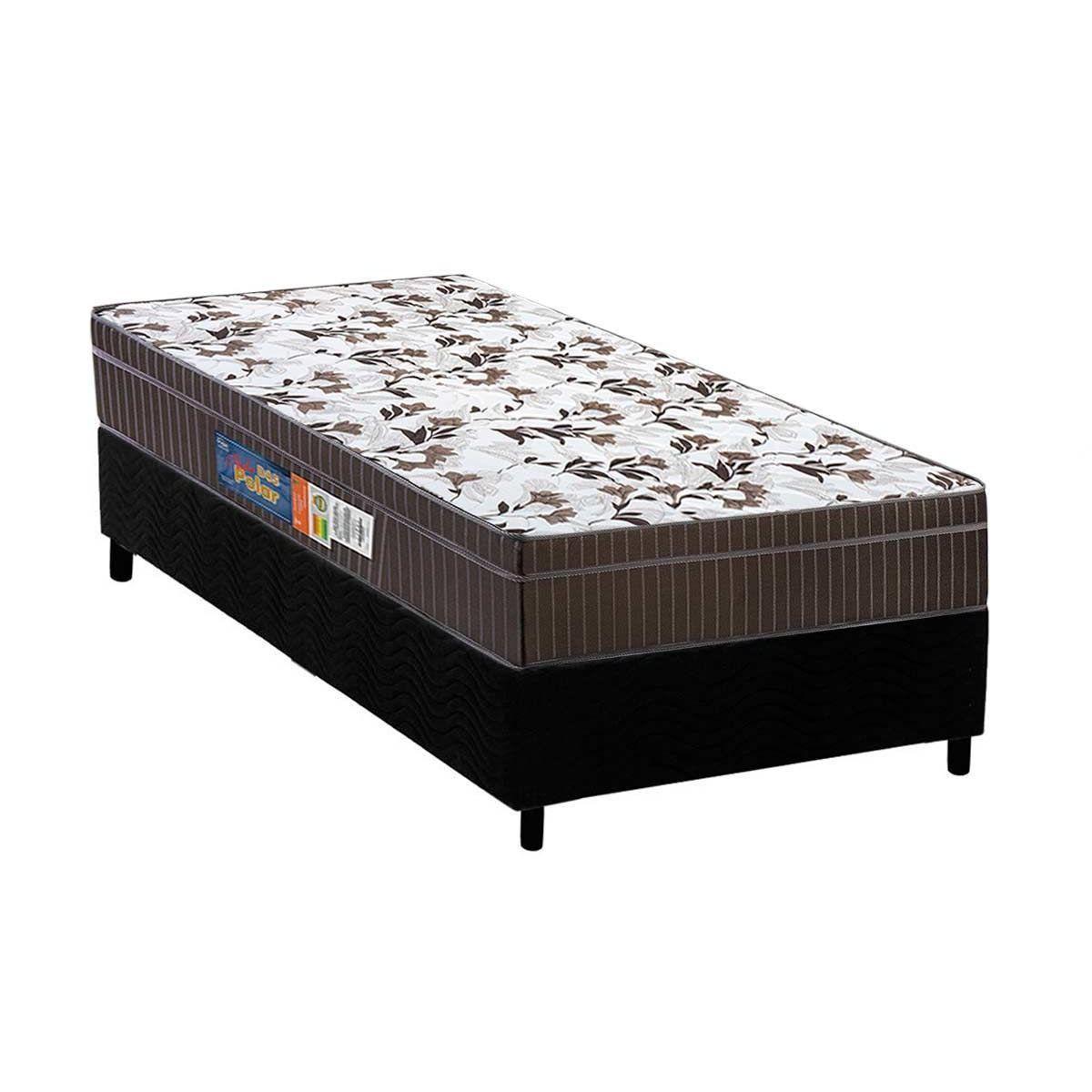 Cama Box Solteiro Colchao Anatomico Polar D28 Ep Orthoface Firme Base Crc Suede Black 88x188