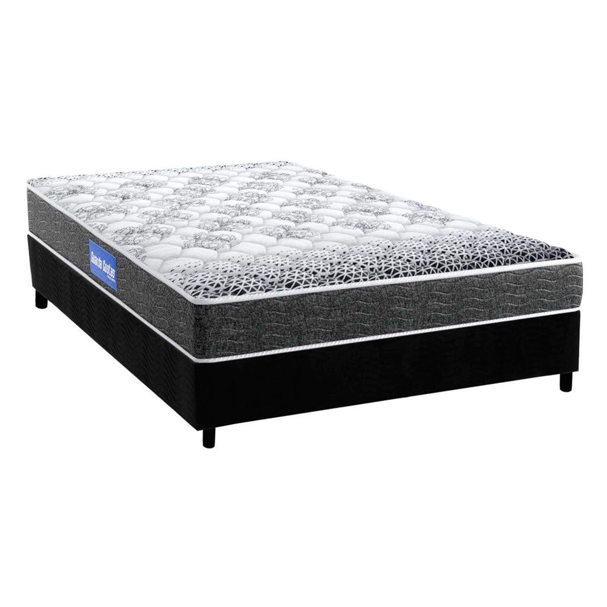 Cama Box Casal Colchao Espuma Probel Guarda Costas Super Resistente Base Crc Suede Black 138x188