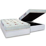 Cama Box Bau Casal Colchao Espuma Luckspuma D23 Roland Garros Pro Base Crc Courano White 138x188