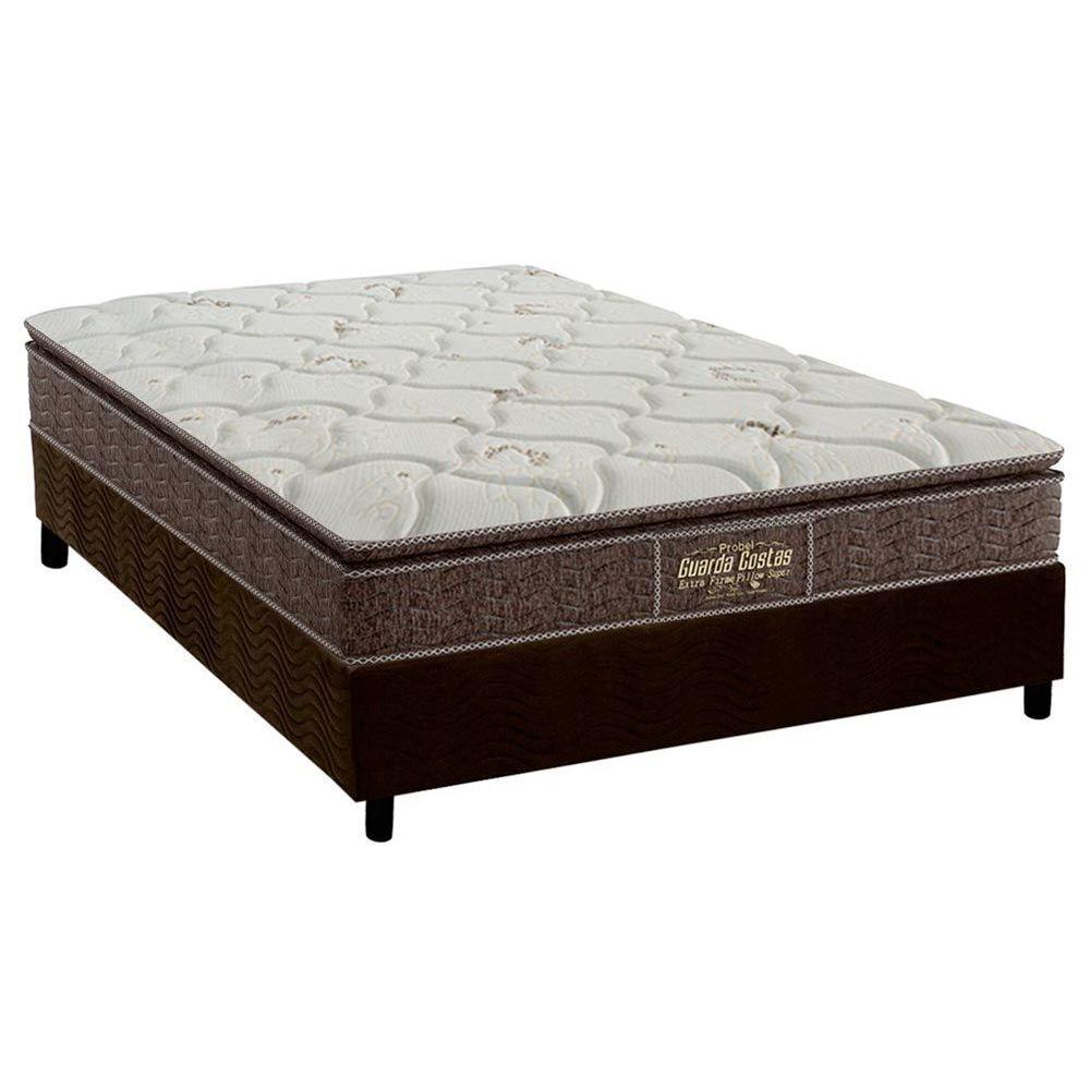 Cama Box Casal Colchao Ortopedico Probel Guarda Costas Extra Firme Base Crc Suede Brown 138x188