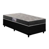 Cama Box Solteiro Colchao Espuma Anjos Querubim Base Courano Black 88x188