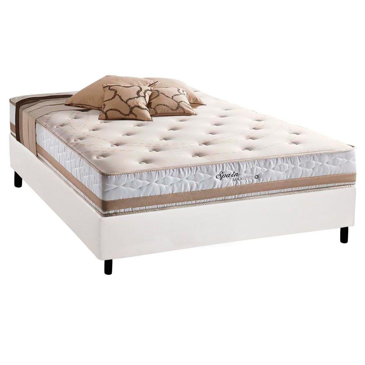 Cama Box Casal Colchao Molas Herval Maxspring Spain Base Crc Courano White 138x188