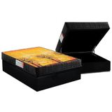 Cama Box Bau Casal Colchão Anatômico Anjos D28 AG65 Pantanal Base CRC Suede Black 138x188