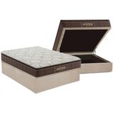 Cama Box Bau Casal Colchao Ortopedico Probel Guarda Costas Extra Firme Base Crc Suede Clean 138x188