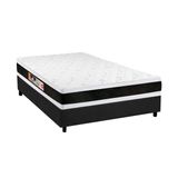 Cama Box Casal Colchao Espuma D45 Castor Black E White Double Face Base Crc Suede Gray 138x188