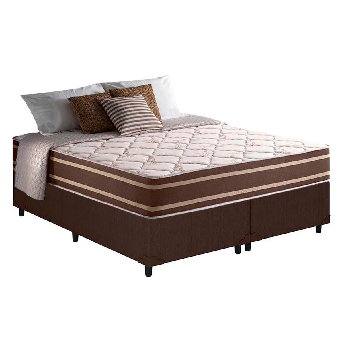 Cama Box King Colchao Molas Anjos Superlastic Duo Sono Base Crc Courano Brown 193x203