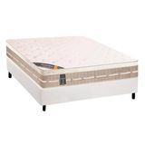 Cama Box Casal Colchao Molas Bonnel Castor Tecnopedic Premium Base Crc Suede Branco 138x188
