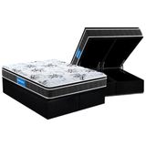 Cama Box Bau Queen Colchao Espuma D33 Probel Guarda Costas Premium Extra Firme Pillow Top Base Crc Suede Black 158x198