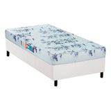 Cama Box Solteiro Colchao Espuma Luckspuma D28 Celebrity Base Crc Courano White 88x188