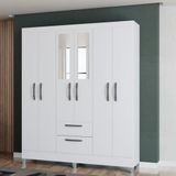 Guarda Roupa Casal Com Espelho 6 Portas 2 Gavetas Multi Poquema