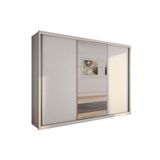 Guarda Roupa Casal 3 Portas De Correr E 6 Gavetas C Espelho Paradizzo Gold Branco Novo Horizonte