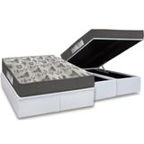 Cama Box Bau Queen Colchão Anatômico Ortobom D33 EP ISO 100 Ultrafirme Base CRC Courano White 158x198