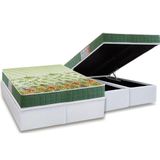 Cama Box Bau Queen Colchao Anatomico Anjos D28 Ag65 Pantanal Base Crc Courano White 158x198