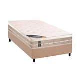 Cama Box Solteiro Colchao Molas Bonnel Castor Tecnopedic Premium Base Crc Suede Clean 88x188