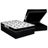 Cama Box Bau Casal Colchao Espuma Luckspuma D23 Roland Garros Pro Base Crc Suede Black 138x188