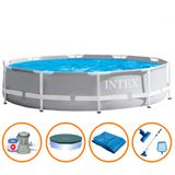 Piscina Intex 4.485l Estrutural Prism Cinza Capa Bomba 220v Forro Kit Limpeza