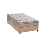 Cama Box Solteiro Colchao Molas Bonnel Castor Revolution Base Crc Suede Bege 88x188