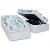 Cama Box Bau Solteiro Colchao Espuma Luckspuma D28 Celebrity Pro Base Crc Courano White 88x188