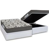Cama Box Bau Casal Colchão Anatômico Ortobom D33 EP ISO 100 Ultrafirme Base CRC Courano White 138x188
