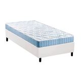 Cama Box Solteiro Colchao Espuma Anjos Querubim Base Crc Courano White 88x188