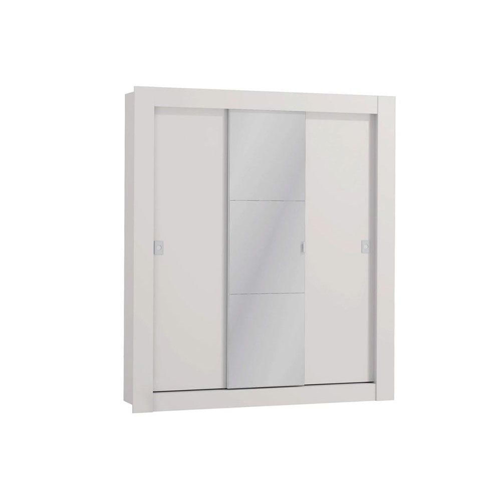 Guarda Roupa Solteiro 3 Portas De Correr C Espelho H563 Polipropileno Branco Kappesberg