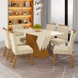 Conjunto Sala De Jantar 6 Cadeiras Itália Espresso Móveis Nature/off White/bege Claro