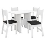 Conjunto Mesa De Jantar 4 Lugares Milano Branco Com Preto