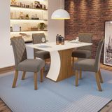 Conjunto Sala De Jantar Tampo MDF Canto Reto 120 Cm 4 Cadeiras Arian Casa 812