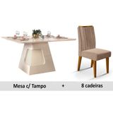 Sala De Jantar Completa Dala Madeirado C Vidro 136cm 8 Cadeiras Isis Ipe Kraft Dj Moveis