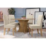 Sala De Jantar Completa Figueira C Tampo Madeirado C Vidro 105cm 4 Cadeiras Cad133 Freijo Bronze Bege Kappesberg