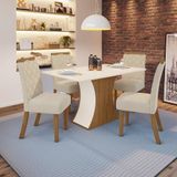 Conjunto Sala De Jantar Tampo MDF Canto Reto 120 Cm 4 Cadeiras Arian Casa 812