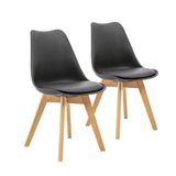 Kit 2 Cadeiras Saarinen Wood Com Estofamento Várias Cores - Preto