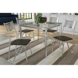 Sala De Jantar Completa Reno C Tampo Vidro 90cm 4 Cadeiras Napoles Cromado Courano Marrom Kappesberg