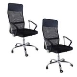 Kit 2 Cadeiras De Escritorio Nagano Tela Mesh Ergonômica - Preto