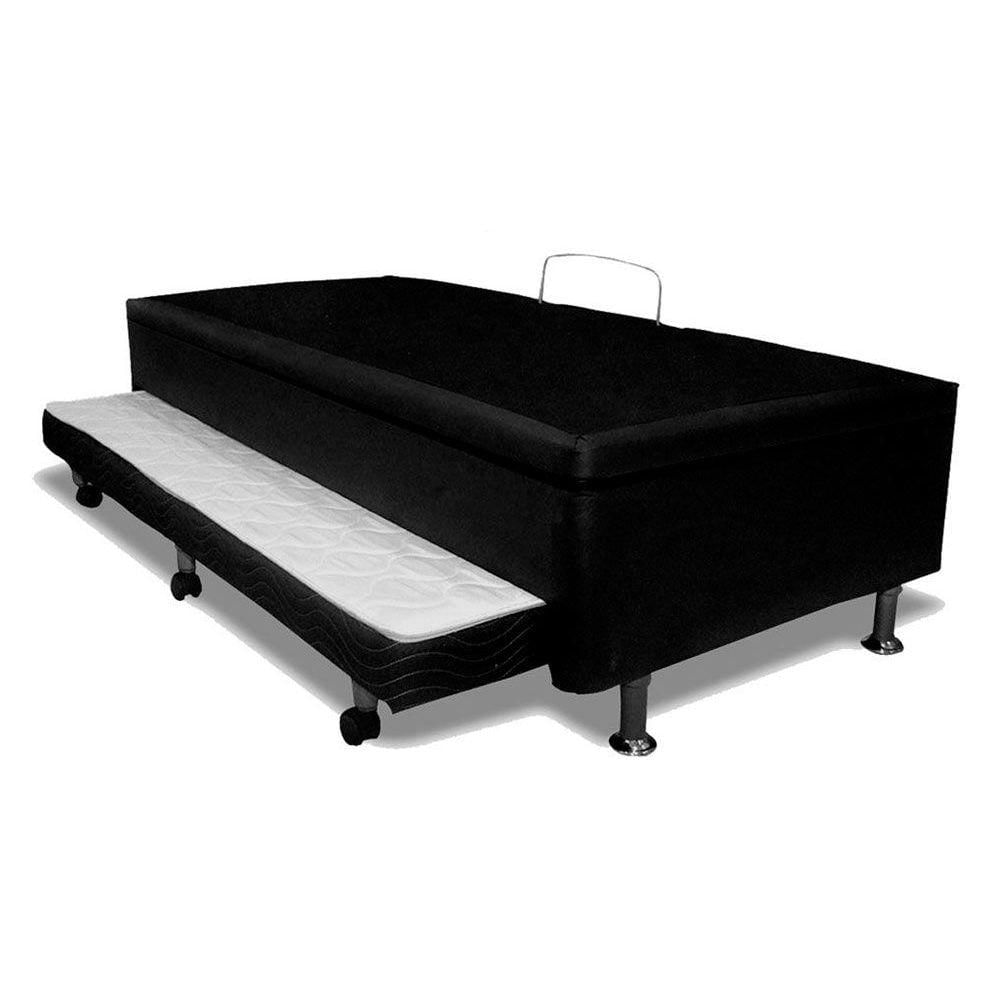 Cama Box Bau C Auxiliar Solteiro Universal Courano Nero Black 88x188 Ortobom