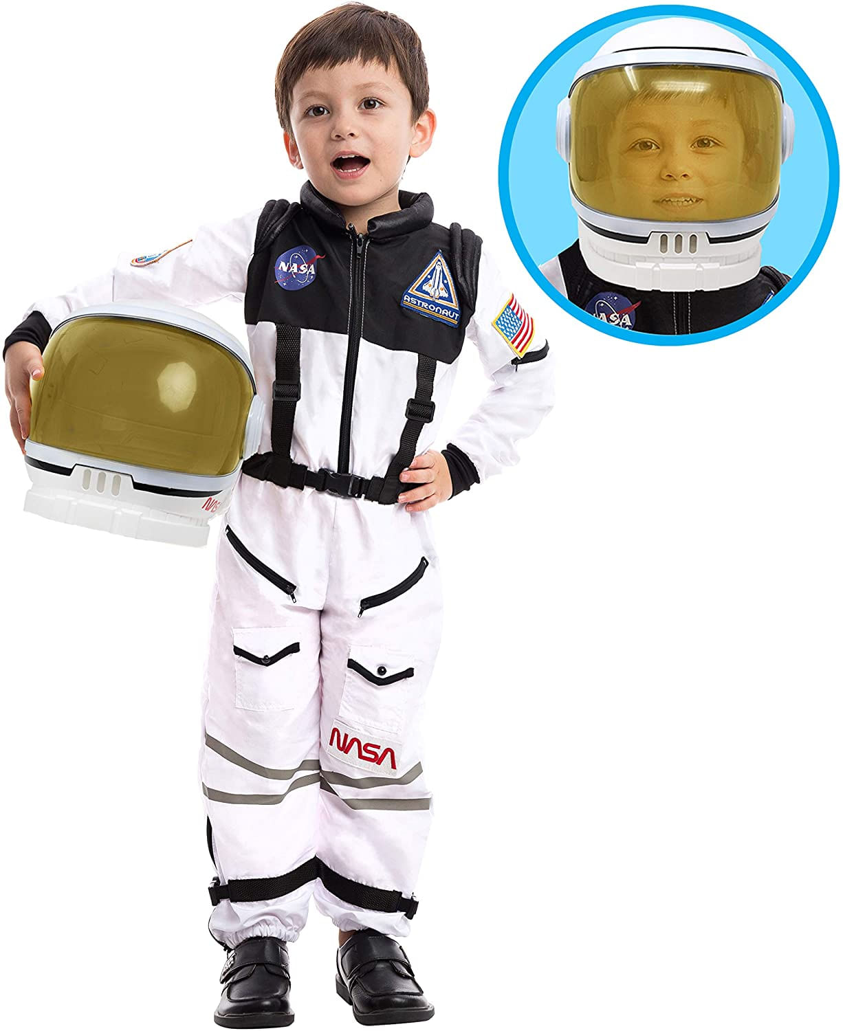 Traje Piloto Astronauta Da Nasa Com Capacete De Viseira Móvel Para Crianças (desde Bebês A  3 Anos)