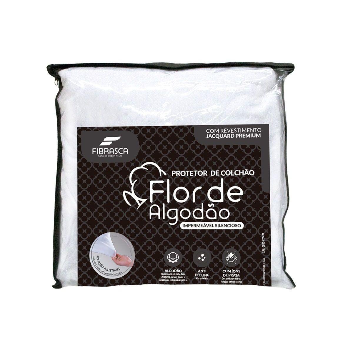 Protetor Colchao Queen Flor De Algodao Impermeavel 160x200 Fibrasca