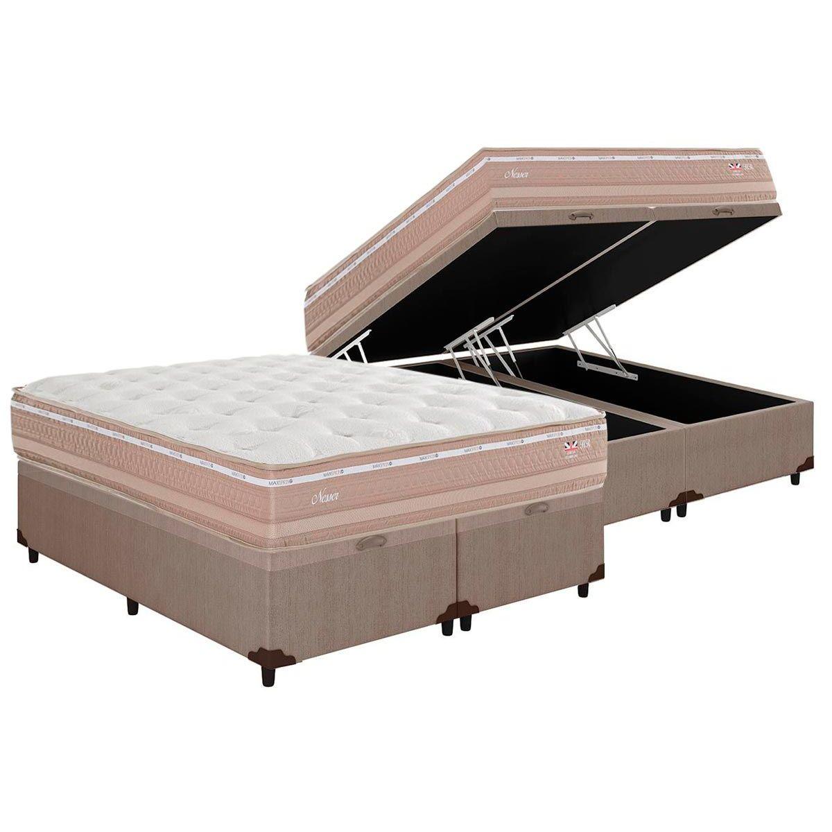 Cama Box Bau King Colchao Molas Herval Maxspring Nesser Base Crc Courano Clean 193x203