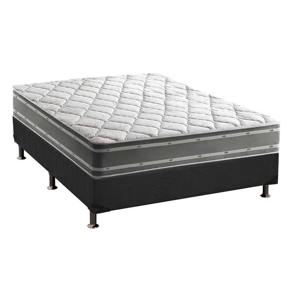 Cama Box Casal Colchao Espuma Anjos D33 Ep Anatomico Supremo Track Double Face Base Crc Suede Gray 138x188