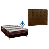 Cama Box Queen Crc Colchao Ortopedico Light Ortobom Cabeceira Clean Suede Marrom Chocolate