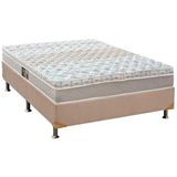 Cama Box Casal Colchao Molas Castor Pocket Class Base Crc Suede Clean 138x188