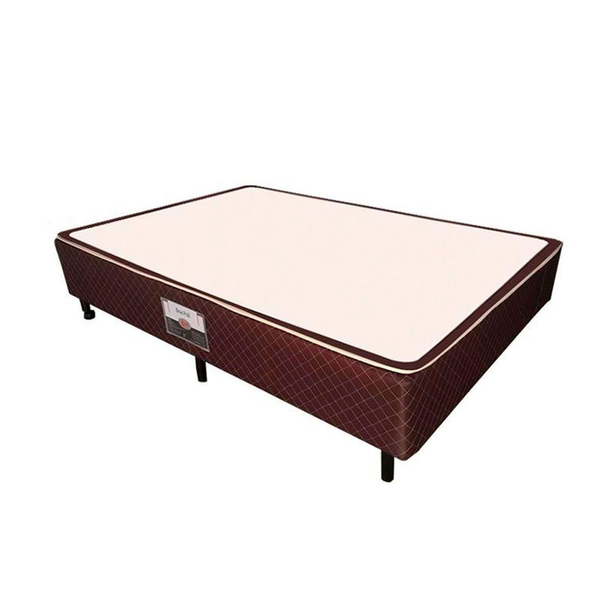 Cama Box Base Viuva Poli Tecido Brown 128x188x27 Castor