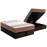 Cama Box Bau Queen Colchao Espuma D33 Probel Guarda Costas Base Crc Suede Brown 158x198