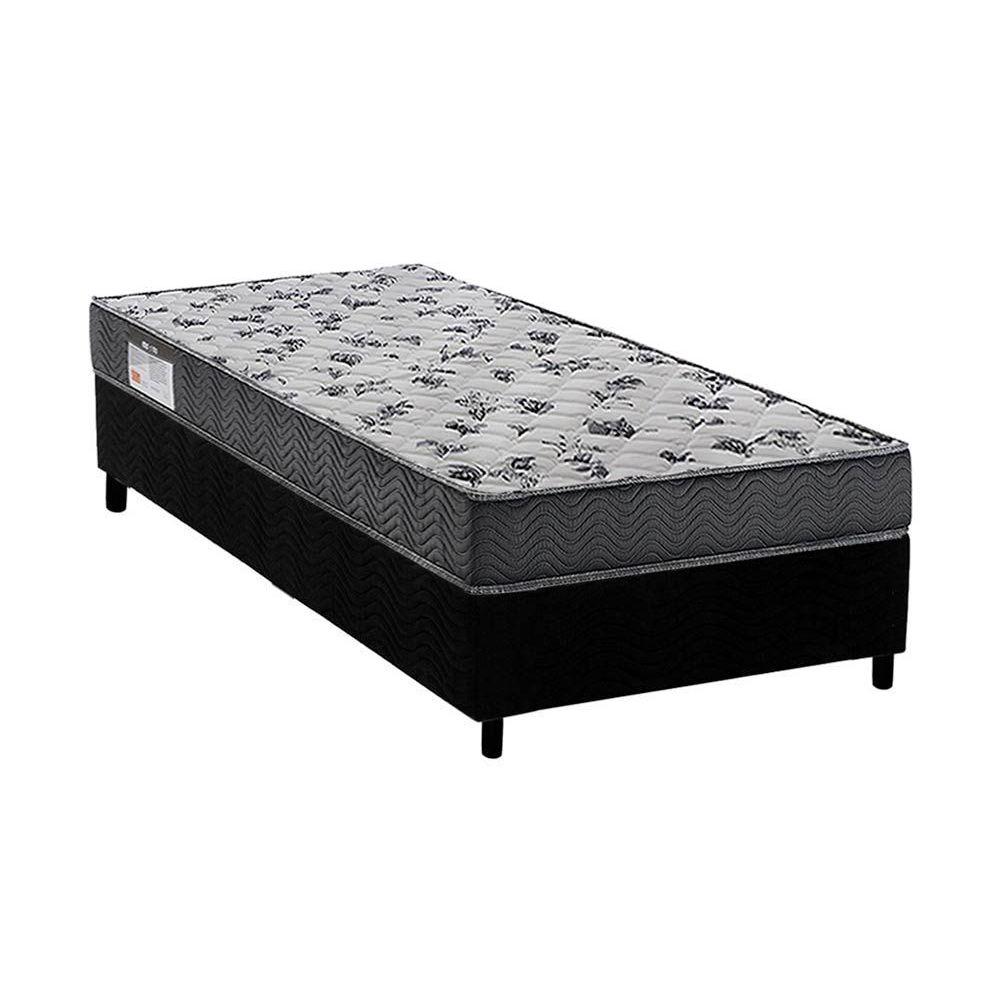 Cama Box Solteiro Colchao Espuma D33 Ortobom Ep Anatomico Fort Tech Iso 100 Base Crc Suede Black 88x188