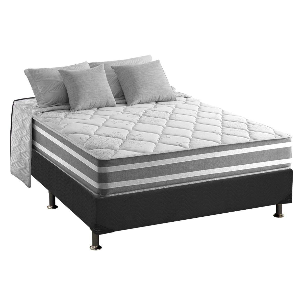 Cama Box Casal Colchao Molas Masterpocket Ensacadas Anjos Duo Sono Base Crc Suede Gray 138x188