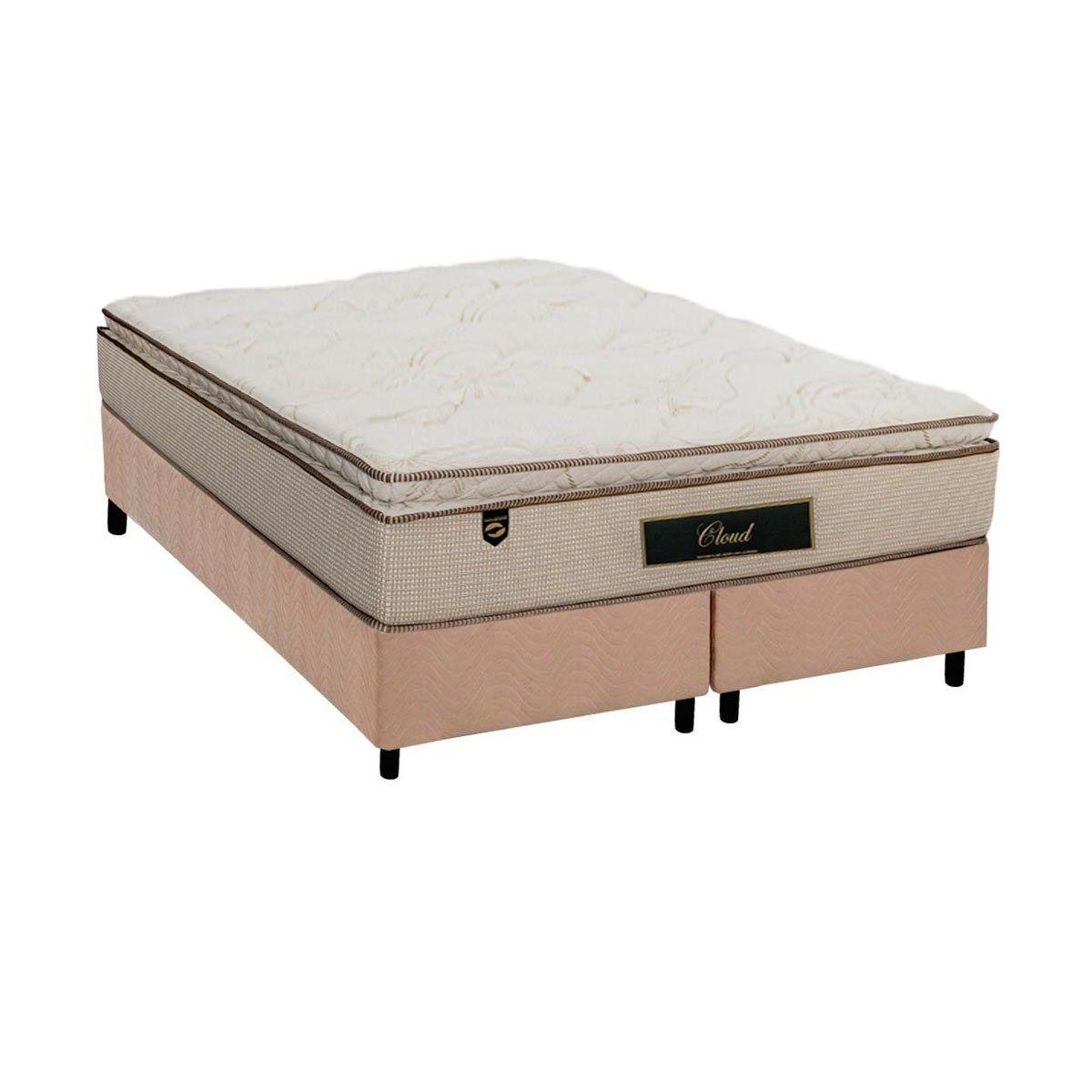 Cama Box King Colchao Molas Luckspuma Masterpocket Ensacadas Cloud One Side Base Crc Suede Clean 193x203