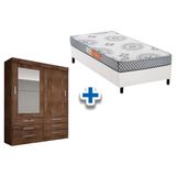 Cama Box Solteiro Perola Polar Guarda Roupa Sonare Canela