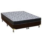 Cama Box Queen Colchao Espuma Ortobom D33 Ep Anatomico Fort Tech Iso 100 Base Crc Suede Brown 158x198